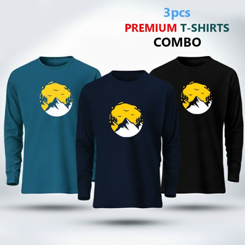 3 pcs Full Sleeve T-Shirt Combo Men